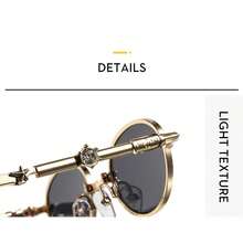 1 Piece/Set Fashionable Folding Women's Sunglasses Metal Oval Frames With Diamond Accents New Arrivals Travel-Friendly Street Style Multi-Functional Sunglasses - C1-金色鏡框灰色鏡片 - 查看 5