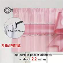 1pc Pink Bow Lace Design Valance Curtain - 2D Flat Printing, Easy To Install, Semi-Sheer Polyester, Rod Pocket, Perfect For Bedroom, Kitchen, Living Room & Office Decor, Party, Room Decoration, Curtains For Living Room ZXL - 款式5 - 查看 3