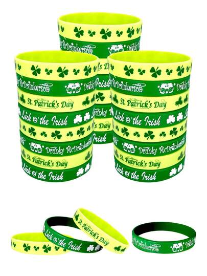 8pcs/4pcs St. Patrick's Day Bracelets, Clover Rubber Bracelets, St. Patrick's Day Party Favor Set, Silicone St. Patrick's Day Wristbands, Colorful Silicone Bracelet Set, Gift Bag, Filler, Green Irish Wristbands, St. Patrick's Day Accessory Gifts, Irish Wristbands, St. Patrick's Day Jewelry, Party Favors, Accessories And Decorations