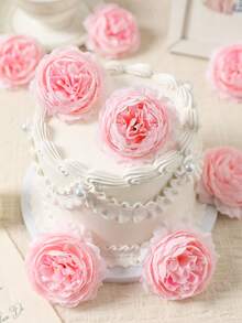 12/24 peças de flores artificiais de peônia, cabeças de flores de peônia simuladas com hastes para decoração de festas de casamento, decoração de bolos e centros de mesa para sala de estar, plantas artificiais, decoração de outono, decoração de quarto, mesa, jardim, artigos de decoração para ambientes. - Menta verde - Ver 8