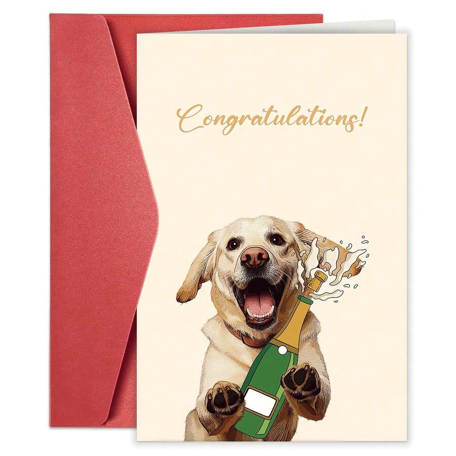 1 pieza Tarjeta de felicitaciones de boda de Labrador para pareja amante de los perros, regalo de felicitaciones de boda desde el perro, tarjeta de compromiso de Labrador linda, regalo de ducha nupcial para recién casados