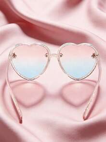 1 Pair Cute Cartoon Pink Shiny Heart Girls Eyeglasses - Baby Pink - View 3