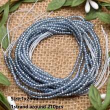 1 hebra de 210 piezas de cuentas de cristal facetadas de 1x2mm de color AB brillante, cuentas espaciadoras redondas de cristal para hacer joyas, hallazgos DIY, collares hechos a mano - Cuentas planas de 1x2 mm - Ver 15