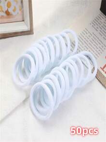 High Elasticity And Non Damaging Hair Tie For Women's Street Leisure Style, Elegant And High Elasticity, Seamless And Non-Destructive Design, Suitable For Women's Daily Ponytail Tying, Makeup, Bathing, Shampooing, Commuting, Sports Vacation, School Gatherings ,Hair Elastics ,Hair Rubber Bands ,Scrunchies ,Hair Rope ,Elastic Hair Tie Elastic Band Beauty Home Hair Accessories - White - View 11