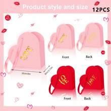 Juego de 12 bolsas de regalo para San Valentín, románticas, con forma de corazón, para envolver flores, bolsas de papel ligeras para bodas, fiestas, dulces, chocolates y regalos. - Multicolor - Ver 8