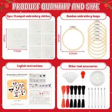 6Pcs DIY Embroidery Pendant Kit For Beginners, Making Your Own White Snowflakes Needlepoint Kit With Pattern Instruction Embroidery Hoop Threads Needles Needle Threader Ropes And Ribbon For Manual Teaching Supplies New Year Gift