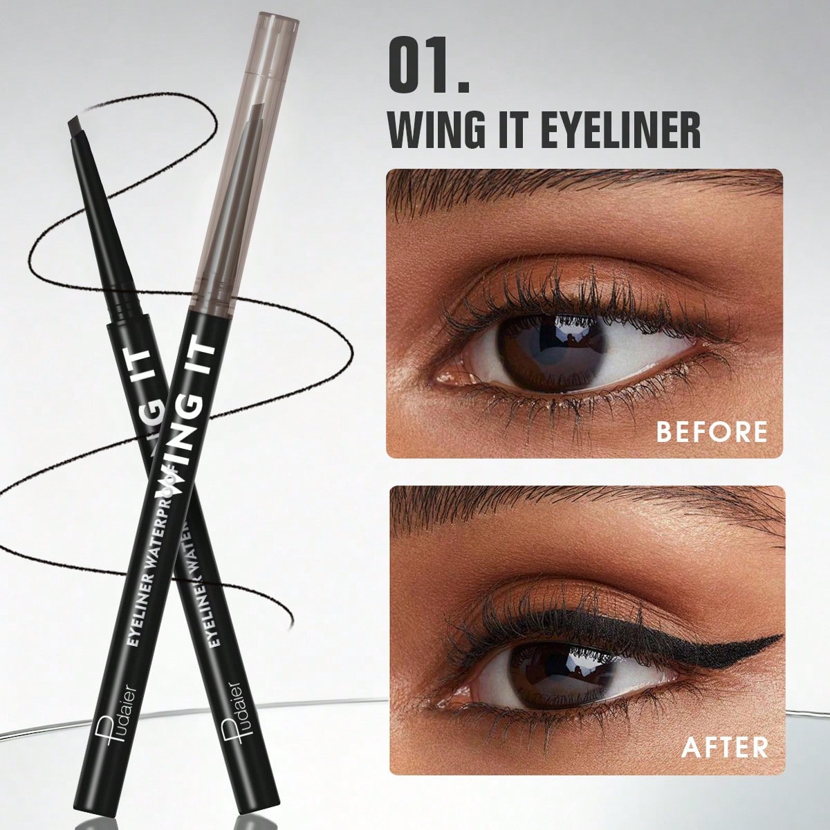 Shein 01 Black Long-Wear Gel Eyeliner – Waterproof, Smudge-Proof, Precision Tip For Bold Eye Definition