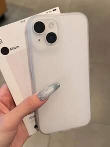 1pc Transparent Minimalist Full Coverage TPU Shockproof Phone Case Compatible With IPhone 17, 16, 15, 14, 13, 12, 11 Pro Max, Air - Matte White - View 2