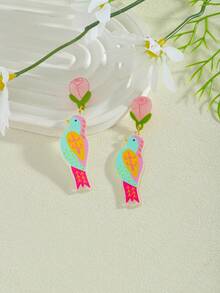 1对时尚可爱亚克力老虎/火烈鸟/鱼/燕子动物卡通耳环，适合女性日常佩戴（手工制作，款式略有不同） - 動物耳環 - 查看 23