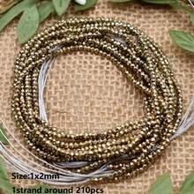 1 hebra de 210 piezas de cuentas de cristal facetadas de 1x2mm de color AB brillante, cuentas espaciadoras redondas de cristal para hacer joyas, hallazgos DIY, collares hechos a mano - Cuentas planas de 1x2 mm - Ver 21