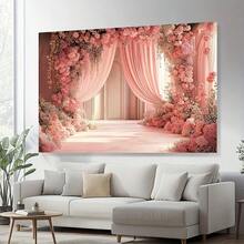 Phông nền chụp ảnh cưới bằng polyester 2D phẳng 1 mảnh in hình vòm hoa lãng mạn lý tưởng cho trang trí đám cưới, sinh nhật, kỷ niệm, sự kiện gia đình và sân vườn - 1 cái - Xem 7