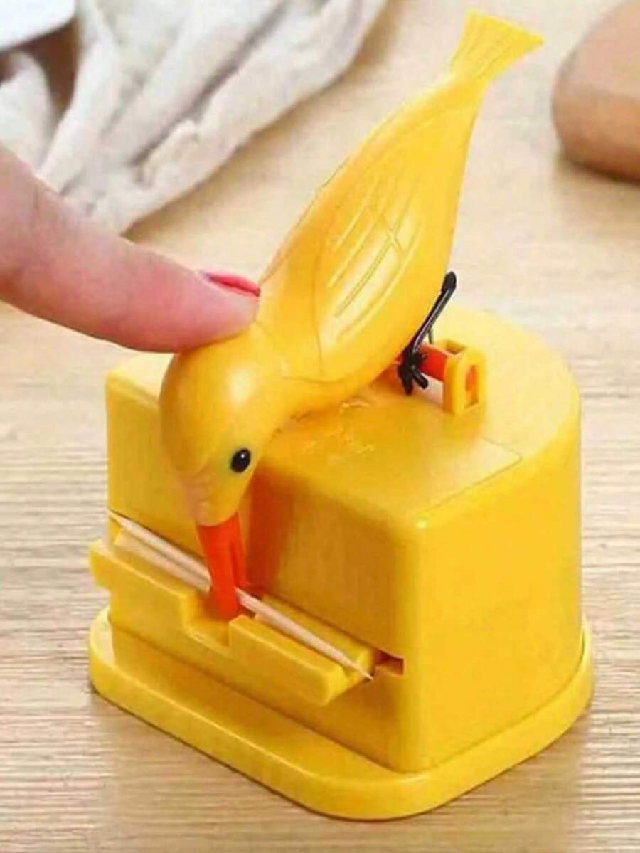 1pc Bird-Shaped Toothpick Holder, Smart Toothpick Storage Box, Cute Wings Open Design, Home Stress Relief Toothpick Canister, Press To Dispense Bird-Shaped Toothpicks - Multicolor - View 1