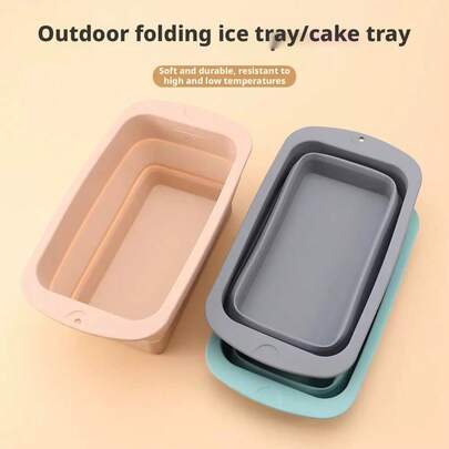 Outdoor Camping Foldable Silicone Ice Bucket, Large Capacity Foldable Baking Cake Mold, Portable