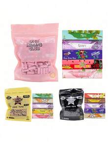 6 Peças Conjunto de Acessórios Portáteis, Papéis de Seda Estampados, 120 Peças Filtros de Saco Grande, Papéis de Seda Grandes de 110mm, Queima Uniforme, Acessórios, Ideal para Presentes de Férias e Festas, Natal