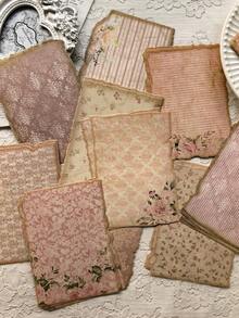 30张/包 复古花卉图案记事本，边缘烧边装饰纸 - 彩色 - 查看 3