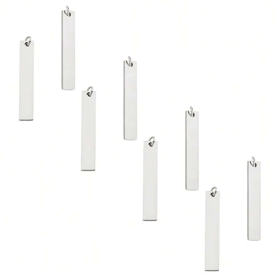 MAGICALCUTDIE 1box 201 Stainless Steel Pendants Manual Polishing Rectangle Stamping Blank Tag Mixed Color 40x7x1.5mm Hole: 3mm 6pcs/Box - Nhiều màu - Xem 1