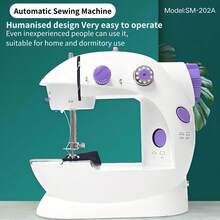1set Home Mini Portable Electric Sewing Machine ,Beginner's Sewing Machine,Mini Tabletop Electric Sewing Machine,Portable Foot Pedal Straight Line Hand Table Double Thread Set Electric Sewing Machine,Gift For Mom And Wife,No Battery Included; Requires 4 AA Batteries. - White - View 2