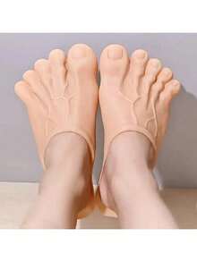 1 Pair Giant Toe Slippers, Realistic Oversized Foot Shoes For Barefoot Wear, Size 38-42, Green Giant Foot Slippers, Giant Foot Role Play Props, Sandals, Beach Shoes