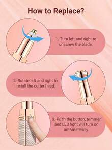 1pc Women's Eyebrow & Facial Hair Remover, 2-In-1 Eyebrow Trimmer And Painless Shaver, Rechargeable With Built-In LED Light, For Facial, Eyebrow, Lip, Body, Chin And Arm Hair Grooming - Multicolor - View 7