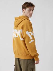 Hooded Sweatshirt With Unique Street-Style 3D Letter Print, Zip-Up Loose Top, Y2K Autumn And Winter - gừng - Xem 4