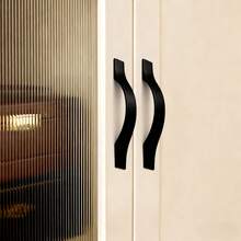 6 pièces Poignées de meubles noires mates, Boutons de tiroir, Poignées d'armoire, Boutons de porte en métal en forme d'arche, Accessoires de quincaillerie en alliage d'aluminium - Noir - Voir 4