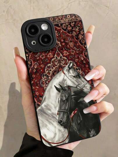 غطاء هاتف من مادة TPU المطفأة بتصميم حصان بطراز نوردي كلاسيكي مع تصميم عين، مقاوم للصدمات، متوافق مع هواتف آبل وأوبو وفيفو وغيرها من هواتف الأندرويد، هدية رائعة للصديق/الصديقة