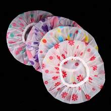 1/4/5pcs Adjustable Waterproof Shower Cap - Home Supplies, Bathroom Accessories, Fashionable Bathing Cap For Bathtub, Reusable EVA/Plastic Swimming Cap With Elastic Band, Suitable For Women, Spa Salon Beauty Care, Stylish Bathroom Accessories, Lace And Floral Print Design (Colors And Styles May Vary) - Multicolor - View 5