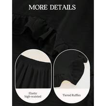 - Falda de hadas renacentista 2025 con dobladillo asimtrico con volantes y cintura elstica para mujer - XL + negro - Ver 5