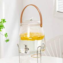 1个大容量带水龙头冰箱冷水瓶，水果茶冷水瓶，家用饮水桶，冰玻璃果汁壶（无隔板） - 彩色 - 查看 2