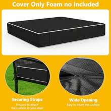 COSHNIBI - Fundas de cojín de patio de 24 x 24 x 4 pulgadas, impermeables y resistentes a la decoloración, funda de cojín para exteriores, funda de cojín de ratán, sofá y asiento de descanso, paquete(Negro 24"x24"x4"-2 Cover only) - Multicolor - Ver 3