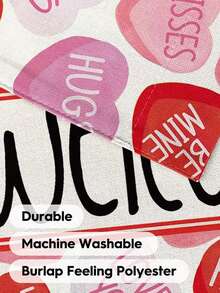 1 pieza Bandera de bienvenida rosa para el Día de San Valentín, de 12*18 pulgadas con diseño de corazón de color caramelo, de material de lino de doble cara, durable, resistente al agua y lavable, adecuada para el Día de San Valentín, aniversarios, decoración rústica para exteriores, decoración del Día de San Valentín, fiesta del Día de San Valentín, regalo del Día de San Valentín, fiestas, bodas y otras decoraciones festivas (asta de bandera no incluida) - Multicolor - Ver 6