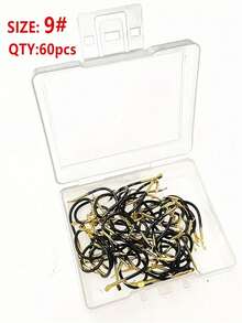 60 pièces Hameçons en acier au tungstène noir et or avec barbes, convenant pour la capture de la carpe, de la perche, de la carpe, accessoires de pêche - Noir - Voir 14