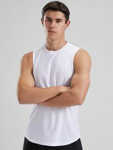 4件装男士无袖运动背心，轻便休闲，健身跑步背心，白色夏季款 - 白色 - 查看 12