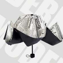 1pc Fully Automatic Newspaper Umbrella, Black Coating UV Protection Sun Umbrella, Dual Use Umbrella, 3-Fold Umbrella, Unisex Rain Umbrella