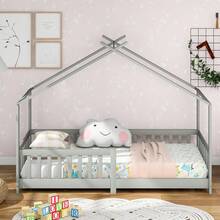 Beautiful Cabin Bed, Children's Bed, Made Of Solid Wood With Guardrail And Slatted Base, With Fall Protection For Children's And Teenagers' Rooms, Grey (200x90cm) - Black - View 7