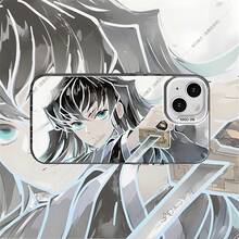 Dual-Style Sword-Wielding Anime Character  Case For 17/15/14/13 Series - Blue/Green Eyes Design, "SO COOL" Label, Slim Shockproof Cover For Anime Fans - Naranja - Ver 8