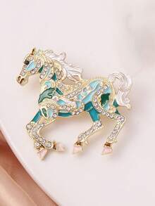 时尚水钻马胸针 - 优雅的马成功动物别针，适合女性中性派对服装配饰/朋友聚会徽章礼物圣诞节 - 馬 - 查看 10