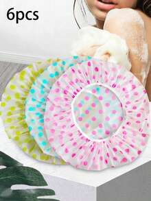 Bộ 3 mũ tắm chấm bi, nhiều màu sắc, đa năng, chống thấm nước, co giãn, có thể tái sử dụng dành cho nữ, cỡ lớn màu hồng, xanh lá cây, xanh dương, thích hợp để tắm, đắp mặt nạ tóc, dùng dầu xả, tiện lợi khi đi du lịch, bền và có thể tái sử dụng, thời trang và thiết thực, thiết kế dễ thương và vui nhộn giúp giữ tóc khô ráo, phụ kiện tắm cần thiết, lý tưởng cho sinh viên ký túc xá. - Nhiều màu - Xem 10