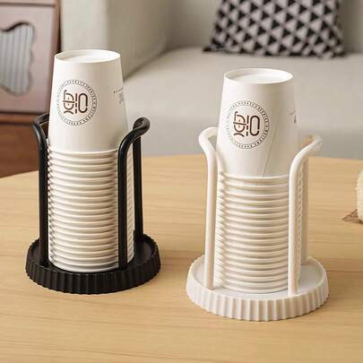 1 pezzo Portabicchieri di carta monouso, Dispenser per bicchieri di carta in materiale plastico, Organizer da bancone per tazze da caffè, Scaffale multifunzionale per conservazione di tazze, Portabicchieri per cucina, soggiorno, ufficio e bagno, Portabicchieri per risciacquo, Adatto per cucina, soggiorno, ufficio, bagno, Scaffale di conservazione per bicchieri di carta, Accessori da cucina (Bianco, Nero)