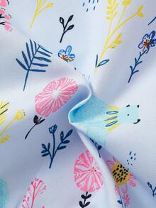 Baby Girls' Cute Hooded Floral Print Lightweight Cardigan Jacket, Suitable For Everyday Outings, Spring/Autumn - Blue - View 8