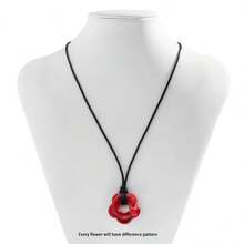 1pc Minimalist Wax Cord Floral Hollow Pendant Necklace, Elegant Versatile Accessory For Vacation & Daily Wear - Flower - View 2