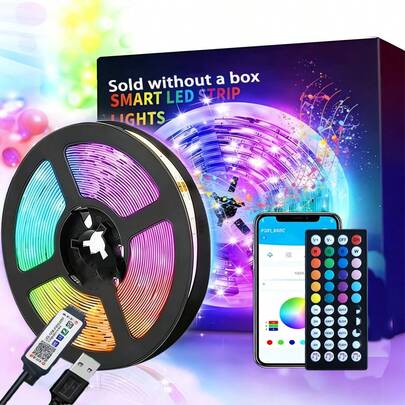 1-20米智能LED灯带，配备无线红外遥控器，可通过App/遥控器实现颜色变换和音乐同步，USB供电，是电视背光、卧室氛围、派对装饰的理想之选，也是万圣节、圣诞节、生日的完美礼物。