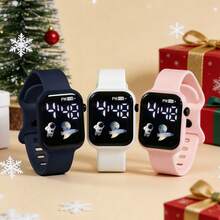3pcs/Set Unisex Astronaut Cartoon Rocket Design Sports Casual Electronic Watch, Suitable For Various Styles Of Daily Matching Or Christmas, Birthday, Holiday Gifts - Multicolor - View 8