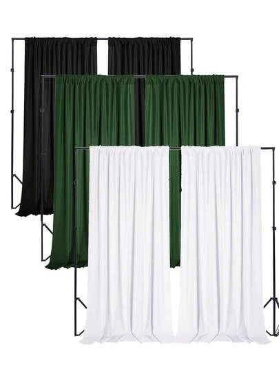 1/2pcs 145*210cm Black/Green, White Smooth Satin Photography Backdrop Curtain (Excluding Rod & Bag), Suitable For Wedding, Birthday Party, Photography Studio, Bridal Shower, Baby Christening, Home Decor, Celebration Events, Graduation, Anniversary Indoor & Outdoor Scenes