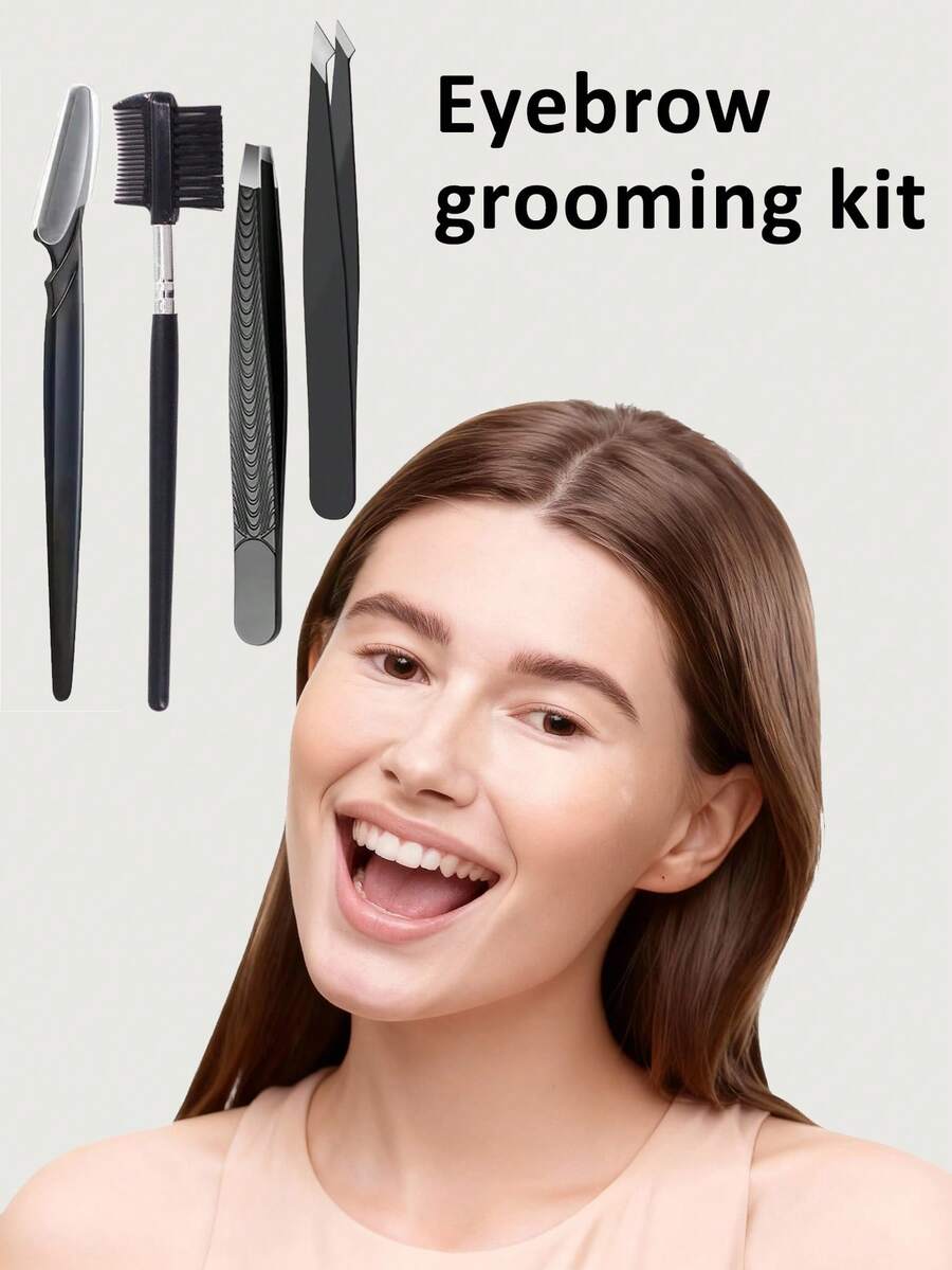 4pcs 1pc Black Eyebrow Trimmer 1pc Black Eyebrow Comb 1pc Black Thread Eyebrow Trimmer Tweezers 1pc Sharp Nose (Black) Eyebrow Trimmer Tweezers Eyebrow Trimmer Beginner Female Eyebrow Scraper Blade Women's Beauty Salon Special Eyebrow Trimmer, Hair Trimmer, Novice Eyebrow Trimmer, Eyebrow Clipper