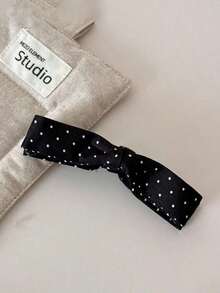 Sweet Black And White Polka Dot Bow Banana Clip, Polka Dot Bow Hair Clips, Handmade Bow Hair Barrettes Clips French Spotted Bowknot Slides Hair Barrettes Accessories, Hair Claws - 彩色 - 查看 6