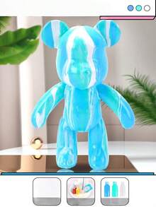 1个白色熊素坯，可用于DIY绘画、流体绘画、熊工艺材料套装 - 彩色 - 查看 4