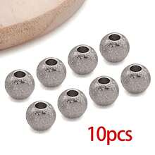 10pcs Stainless Steel Beads Textured Metal Spacer Round Tiny Stardust Frosted Matt Sparkle Glitter Ball Bead For DIY Bracelets Jewelry Making Crafts Supplies - Multicolor - View 14