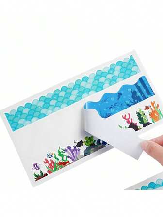 10张/套边框贴纸，30片装返校黑板装饰贴纸，防水自粘海洋生物卡通贴纸。非常适合装饰水杯、瓶子、公告板和黑板边框。适用于办公用品、家居用品和学校文具。