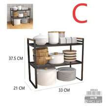 4 款可选木柄收纳架 - 单/双层铁艺整理架，适用于厨房、客厅、阳台，可放置零食、植物，多功能置物架/桌面架，墙角收纳架（随机黑/白） - 彩色 - 查看 14